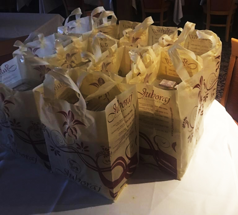 All the boxes of takeaway food for the NHS frontline packed into Juboraj takeaway bags